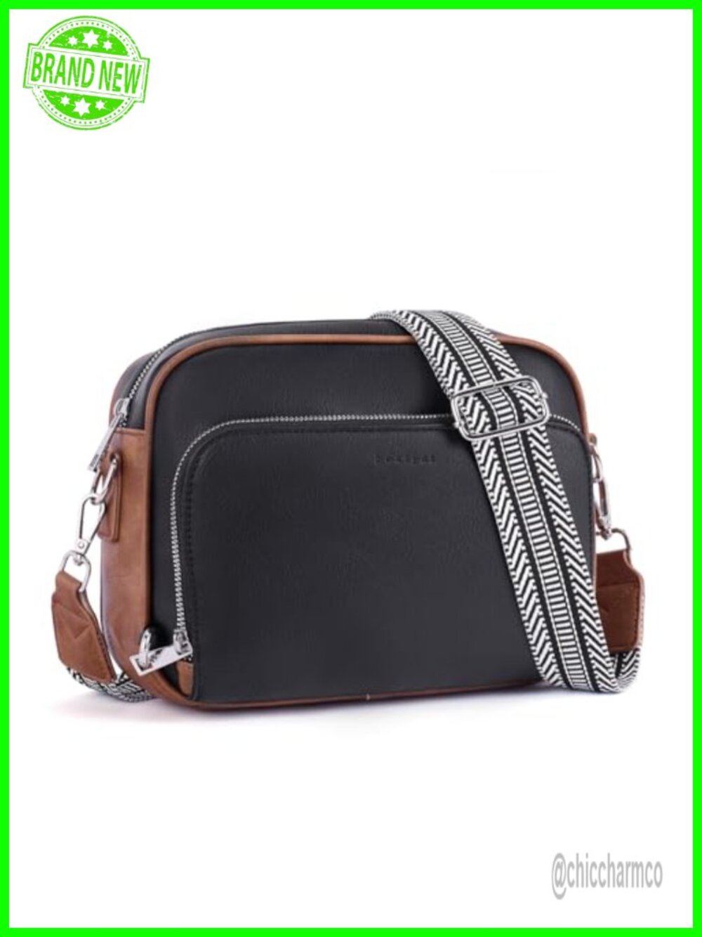 Vegan Leather Crossbody Purse Anti Theft Built In Wallet Guitar Strap
